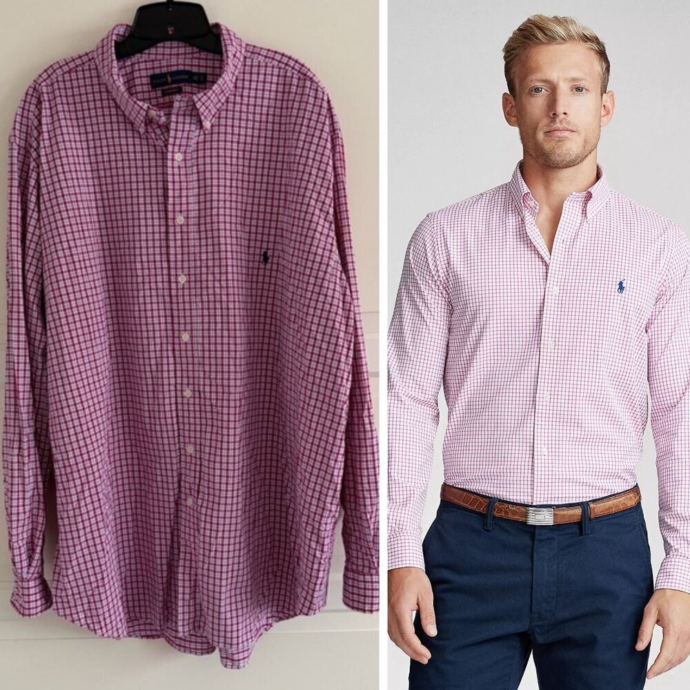 Ralph Lauren Men’s Red Performance Plaid Button Down Shirt Size 3XL 41904